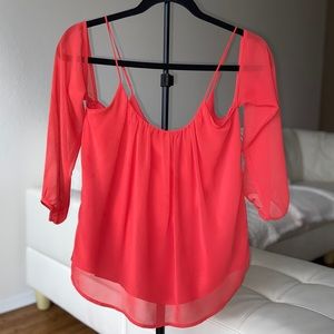 NWOT Express Chiffon Pink Cold Shoulder Top XS